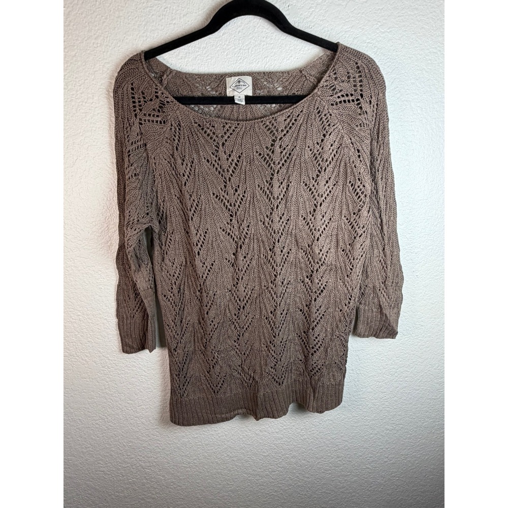 Fisherman Costal Cottage Whimsigoth Cotton Crochet Pointelle Sweater JOHNS BAY